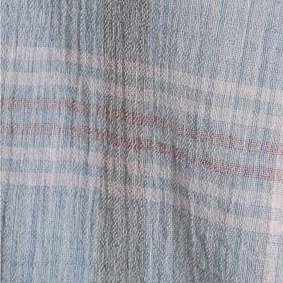 Free People Cropped Cutie Plaid Button Front Cotton Shirt Blue Gray Size Small - Picture 8 of 13